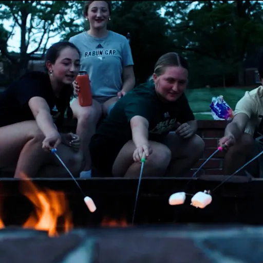 Estudantes em bonfire no campus da Rabun Gap